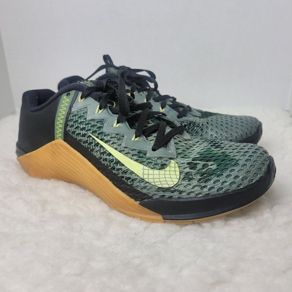 Nike Metcon 6 Mens Shoes Size 7.5 Black Green Camo  CrossFit Training Sneakers